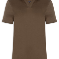 Polo Masculina Regular Fit V-Nk Interlock - Marrom