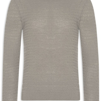 Suéter Masculino Virgin Wool All-Over Jacquard Lettering - Cinza
