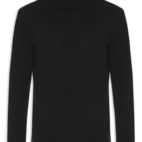 Suéter Masculino Gola Alta Com Blend De Lã E Cashmere - Preto