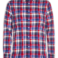 Camisa Masculina Xadrez Regular Fit Em Algodão - Vermelho