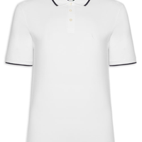 Polo Masculina Manga Curta Piquet Friso Branco