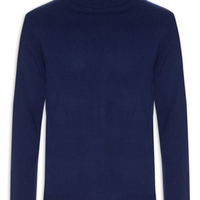 Suéter Masculino Gola Alta Com Blend De Lã E Cashmere - Azul