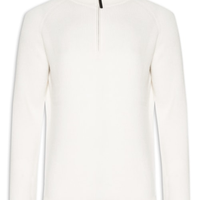Suéter Masculino Gola Alta Com Meio Zíper Blend de Lã e Cashmere - Off White