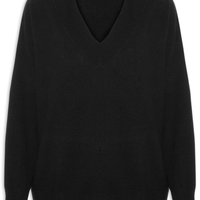 Suéter Feminino Gola V Com Blend De Lã E Cashmere - Preto