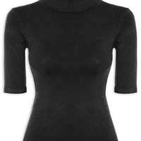 Blusa Feminina Tricot Gola Alta - Preto