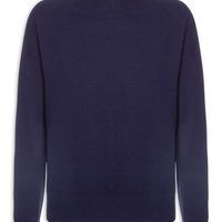 Suéter Feminino Gola Alta Com Blend De Lã E Cashmere - Azul