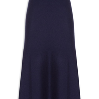 Saia Midi Com Blend De Lã E Cashmere - Azul