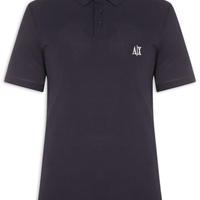 Pólo Masculina Manga Curta Bordado Lateral - Azul