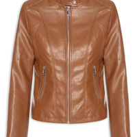 Jaqueta Feminina Biker Com Recortes - Marrom