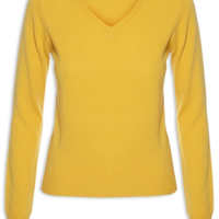 Suéter Feminino Puro Cashmere Gola V - Amarelo