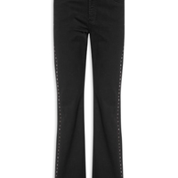 Calça Feminina Sarja Flare Lateral Tachas - Preto