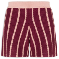 Short Feminino Tricot Listrado - Rosa