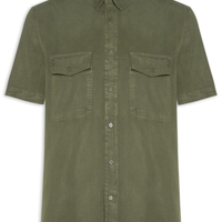 Camisa Masculina Manga Curta Used Utility Verde