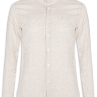 Camisa Masculina Linho Puro - Bege