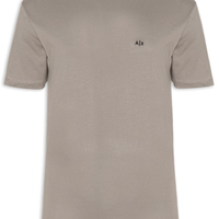 Camiseta Masculina Manga Curta AX Mini Bordado - Bege