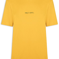 Camiseta Masculina Made In Brazil Bordado - Amarelo