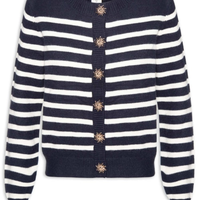 Cardigan Feminino Listrado Em Tricot - Azul