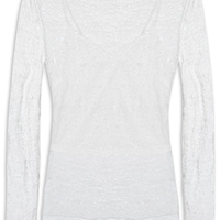 Blusa Manga Longa Feminina em Renda Off White