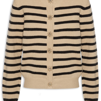 Cardigan Feminino Listrado Em Tricot Marrom