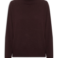 Suéter Feminino Gola Alta Com Blend de Lã e Cashmere - Marrom