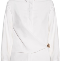 Camisa Feminina Oversized Com Transpasse - Off White