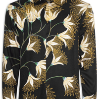 Camisa Masculina Manga Longa Floral Trama - Preto