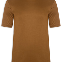 Camiseta Masculina Interlock Sobreposição De Gola Em Algodão Pima - Bege