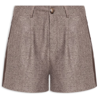 Short Feminino Com Pregas - Marrom