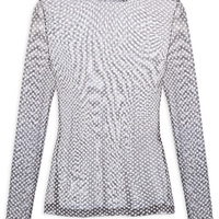 Blusa Feminina Gola Alta De Tule - Preto