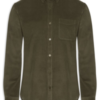 Camisa Masculina Casual Veludo Lisa Basic - Verde