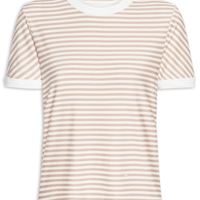 Blusa Feminina Baby Look Estampada - Bege