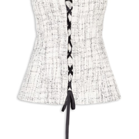Blusa Feminina Corset Com Amarração Em Tweed - Off White