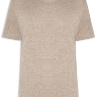 Camiseta Masculina Malha Tricot Gola Careca - Bege