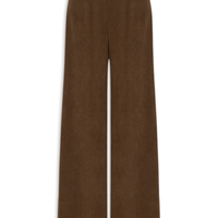 Calça Feminina Pantalona Em Veludo Cotelê - Marrom