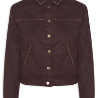 Jaqueta Feminina em Suede com Tachas - Vermelho