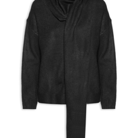 Suéter Feminino Amplo Com Gola Cachecol - Preto