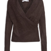 Blusa Feminina Transpassada Em Tricot - Marrom