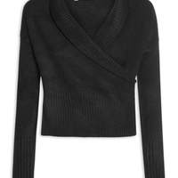 Blusa Feminina Transpassada Em Tricot - Preto