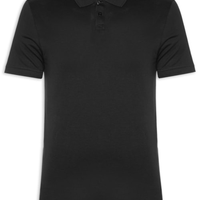 Polo Masculina Pima Manga Curta Slim - Preto