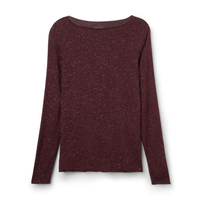 Blusa De Manga Comprida Em Modal Com Cashmere Lamê - Bordô