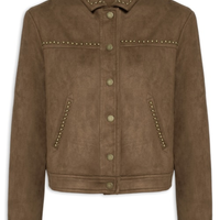 Jaqueta Feminina em Suede com Tachas - Marrom