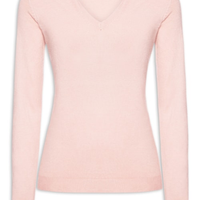 Suéter Feminino Gola V - Rosa