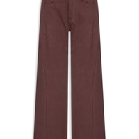 Calça de Sarja Boho Cintura Média Feminina Marrom