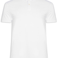 Polo Masculina Básica em Piquet - Branco