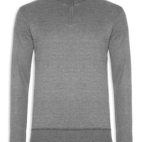 Suéter Masculino Meio Zíper - Cinza