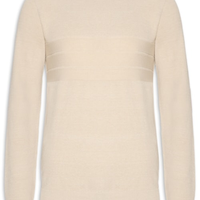 Suéter Masculino Textura Piquet Listra Horizontal - Bege