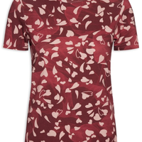 Blusa Feminina Estampada De Mangas Curtas - Vermelho