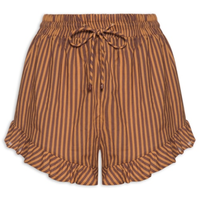 Short Feminino Babado Listrado - Laranja