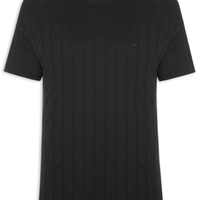 Camiseta Masculina Interlock Listra em Algodão Peruano - Preto
