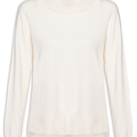Suéter Feminino Alongado Em Tricot - Off White